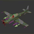 Green And Gray Spacecraft Model With Cockpit Propeller And Wings For Space Exploration