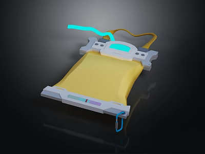 Yellow Medical Care Pad With Blue Light Indicator And White Frame Structure 3d model