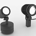 Modern Black Downlights and Spotlights with LED Bulbs and Adjustable Brackets 3d model