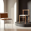 Modern Leisure Chairs With Metal And Wooden Frames Brown Leather And White Fabric Seats