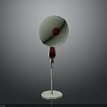 Household White Standing Fan With Red Control Panel And Modern Design