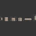 Industrial Metallic Storage Tanks With Various Sizes Pipes And Reflective Surfaces
