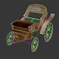 Vintage Horse Carriage With Wooden Structure Brown Seats White Canopy And Large Wheels