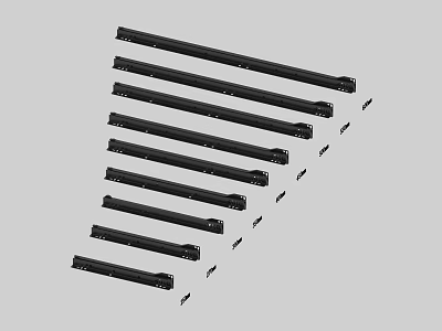 High Quality Road Facilities Safety Rails With Black Coating Reflective Strips And Mounting Parts 3d model