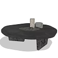 Modern Black Coffee Table With Unique Base And Decorative Accessories 3d model