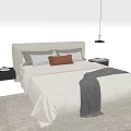 Modern Italian Double Bedding Combination Bedding Table Lamp Small Chandelier 3d model