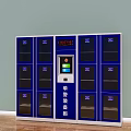 Blue Police Equipment Storage Cabinet With Multiple Compartments And Electronic Control Panel 3d model