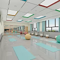 Spacious Bright Fitness Studio With Yoga Mats Exercise Balls And Large Windows