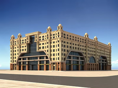 Classical Office Building With Domes Arched Entrances Stone Facade And Spacious Plaza 3d model