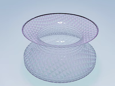 Transparent Purple Glass Vase with Diamond Pattern Bowl Shaped Design and Round Base 3d model