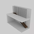 Modern Interior Staircase Design With Wooden Steps And Black Metal Railings Against White Wall