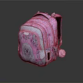 Cute Pink Backpack Design With Lion Pattern And Floral Decorations