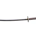 Traditional Japanese Katana Weapon With Sharp Metal Blade And Wooden Handle Design