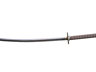 Traditional Japanese Katana Weapon With Sharp Metal Blade And Wooden Handle Design 3d model