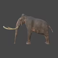 Realistic Mammoth 3D Model With Long Curved Tusks And Gray Body