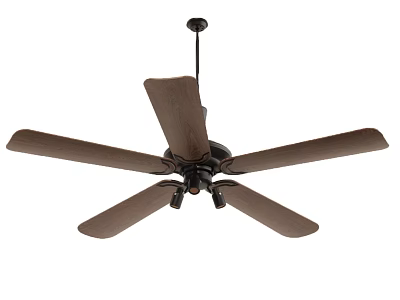 Air Conditioner Fan with Five Wooden Blades and Black Modern Ceiling Mount Design 3d model