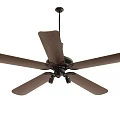 Air Conditioner Fan with Five Wooden Blades and Black Modern Ceiling Mount Design