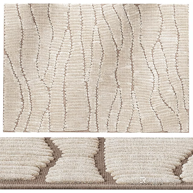 Square Carpet With Woven Beige Wave Pattern And Soft Texture For Modern Home 3d model