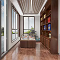 Tobacco And Liquor Store Interior With Wooden Shelves Various Wines And Tobacco Products