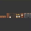 Reddish Brown Wooden Furniture Collection With Bookshelf Drawer Cabinet And Small Accessories