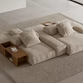 Modern Modular Sectional Sofa In Minimalist Living Room With Wooden Side Tables And Soft Pillows
