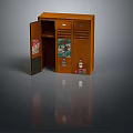 Brown Double Door Locker Furniture With Open Door And Stickers Inside