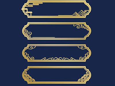 Gypsum Cornice With Golden Traditional Patterns And Four Different Designs 3d model