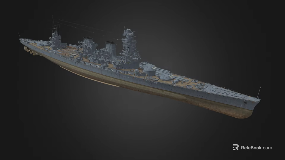 Detailed Warship Model Featuring Turrets Deck Equipment And Naval Structures 3d model 