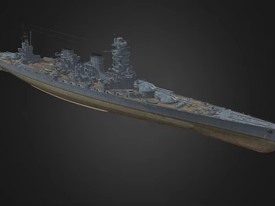 Detailed Warship Model Featuring Turrets Deck Equipment And Naval Structures 3d model