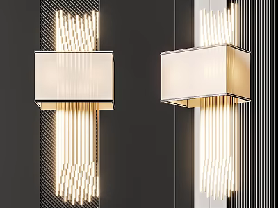 Modern Wall Sconce With Vertical Striped Details And Warm Illumination On Dark Background 3d model