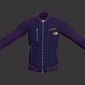 Blue Leather Jacket With Zipper Closure Chest Patch And Long Sleeves