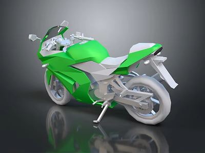 Modern Green And White Motorcycle With Sleek Body And Sporty Design 3d model
