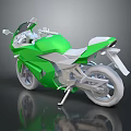 Modern Green And White Motorcycle With Sleek Body And Sporty Design