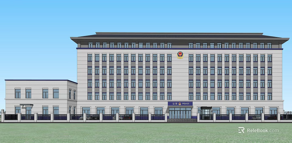 Modern Fire Station Exterior With Multi story Building And Emergency Vehicles 3d model 
