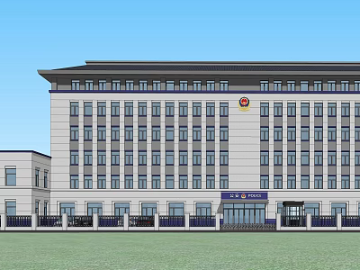 Modern Fire Station Exterior With Multi story Building And Emergency Vehicles 3d model