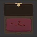 Decorative Ornament Set In Open Brown Box With Red Lining And Gold Clasp