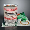 Columbia River Spring Salmon Canned Fish Product From Astoria Oregon With Packaging