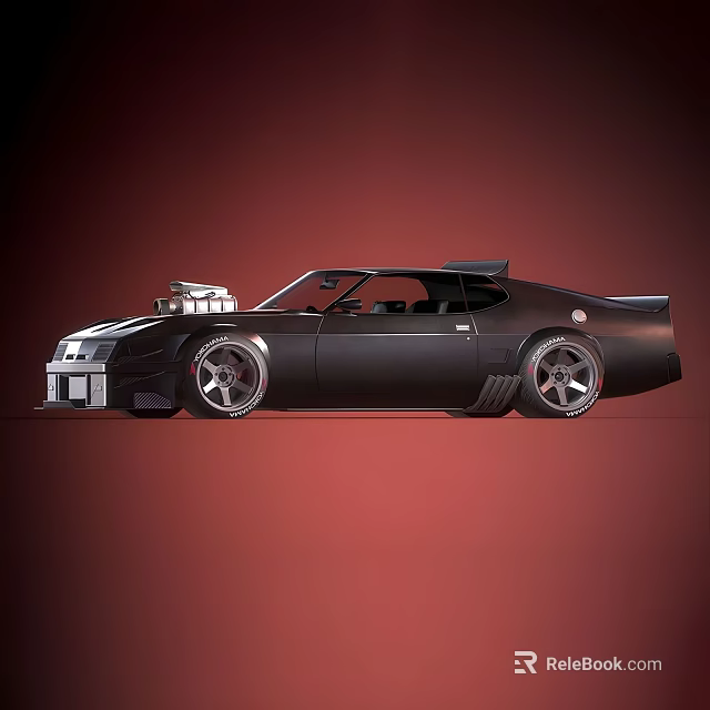 Black Sports Car With Sleek Aerodynamic Body Engine Hood Components Large Alloy Wheels Red Background 3d model 