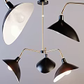 Modern Black White Shade Chandelier With Gold Metal Multi Light Design