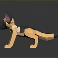 Polygonal German Shepherd Dog 3D Model with Geometric Shapes and Modern Low Poly Design