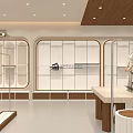 Modern Retail Showroom Interior With Logo Mannequin Dress Windows Plants And Lighting