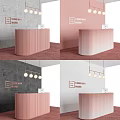 Front desk reception pink front desk reception desk reception background wall beauty shop front desk cosmetics shop front desk ladies underwear shop front desk 3d model