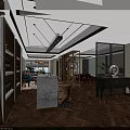 Luxury Warm Office Interior Design With Wooden Partitions And Built In Wine Bar Space