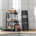 Black Multi Tiered Bathroom Cabinet Rack with Storage Shelves for Toiletries