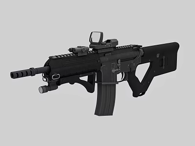 Modern Black Tactical Assault Rifle With Scope Magazine And Ergonomic Grip 3d model