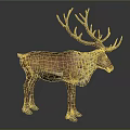 Reindeer with Large Antlers and Brown White Coat on Dark Background