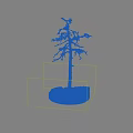 Leafless Wooden Tree Decor with Snow Covered Stone Base and Natural Design