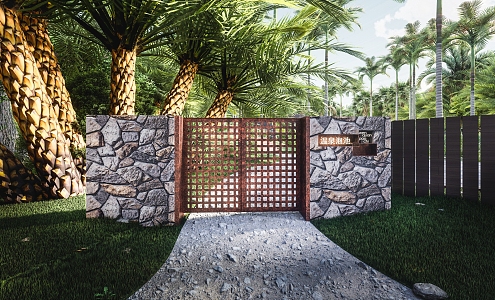 Modern Gate Patio Door 3d model