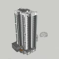 Modern High Rise Residential Building With Glass Windows In Urban City Skyline