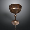 Vintage Metallic Stemmed Cup With Textured Surface And Round Base For Household Use